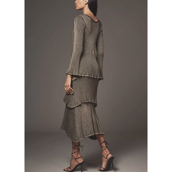 Anthropologie x Siempre Tiered Shimmer Midi Dress